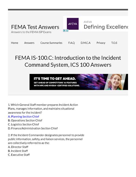 When an incident expands fema answer - 5 Basic ICS Features. 6 ICS 100 Test Answers Example. This study guide is intended to complement the IS-100.C course, not replace it. It is crucial to go through the entire course material and participate actively in all training activities to fully understand the ICS 100 system.
